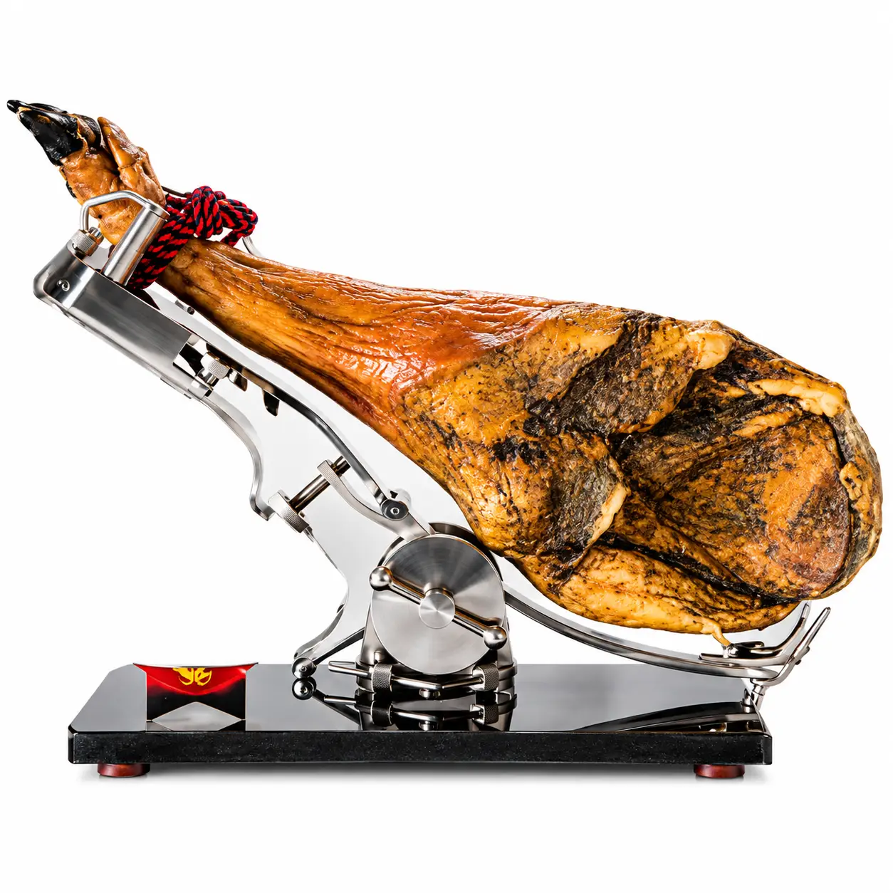 Jamón curado en soporte de acero inoxidable Paleta Ibérica bellota etiqueta roja - Imagen 1