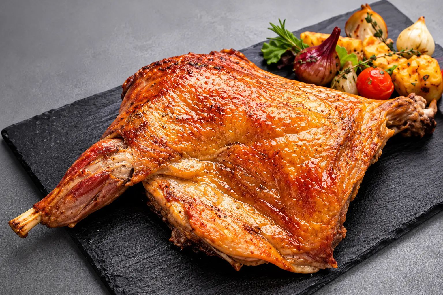 Pierna asada dorada con guarnición de verduras Cordero lechazo Preasado (pack 3 cuartos) - Imagen 1